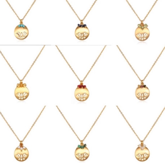 Satya Genuine Semi Precious Birthstone Lotus Pendant Necklace-Boutique - Picture 5 of 16